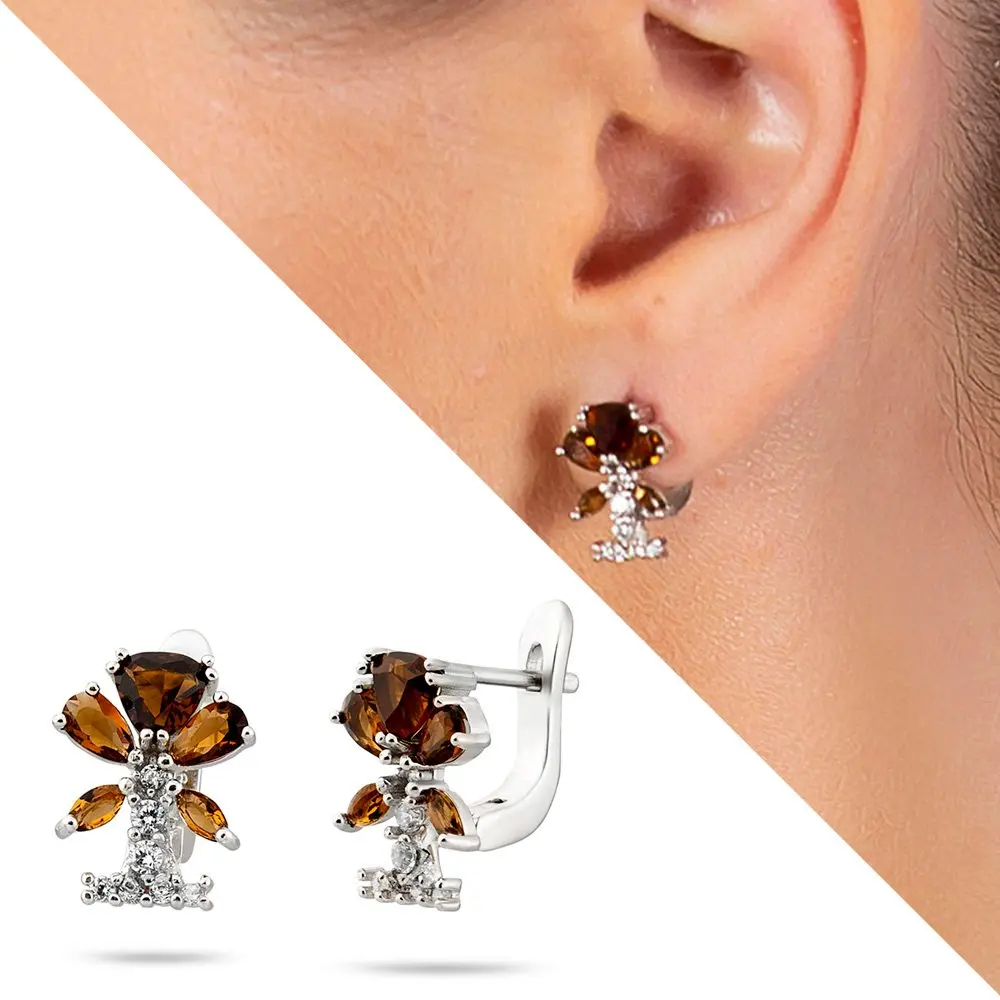 

Nipora Zultanite Stone Wild Flower Design 925 Sterling Silver Women Earrings