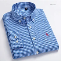 new 2021 camisas spring autumn shirts high quality mens plaid cotton button collar formal long sleeve mens resevaed
