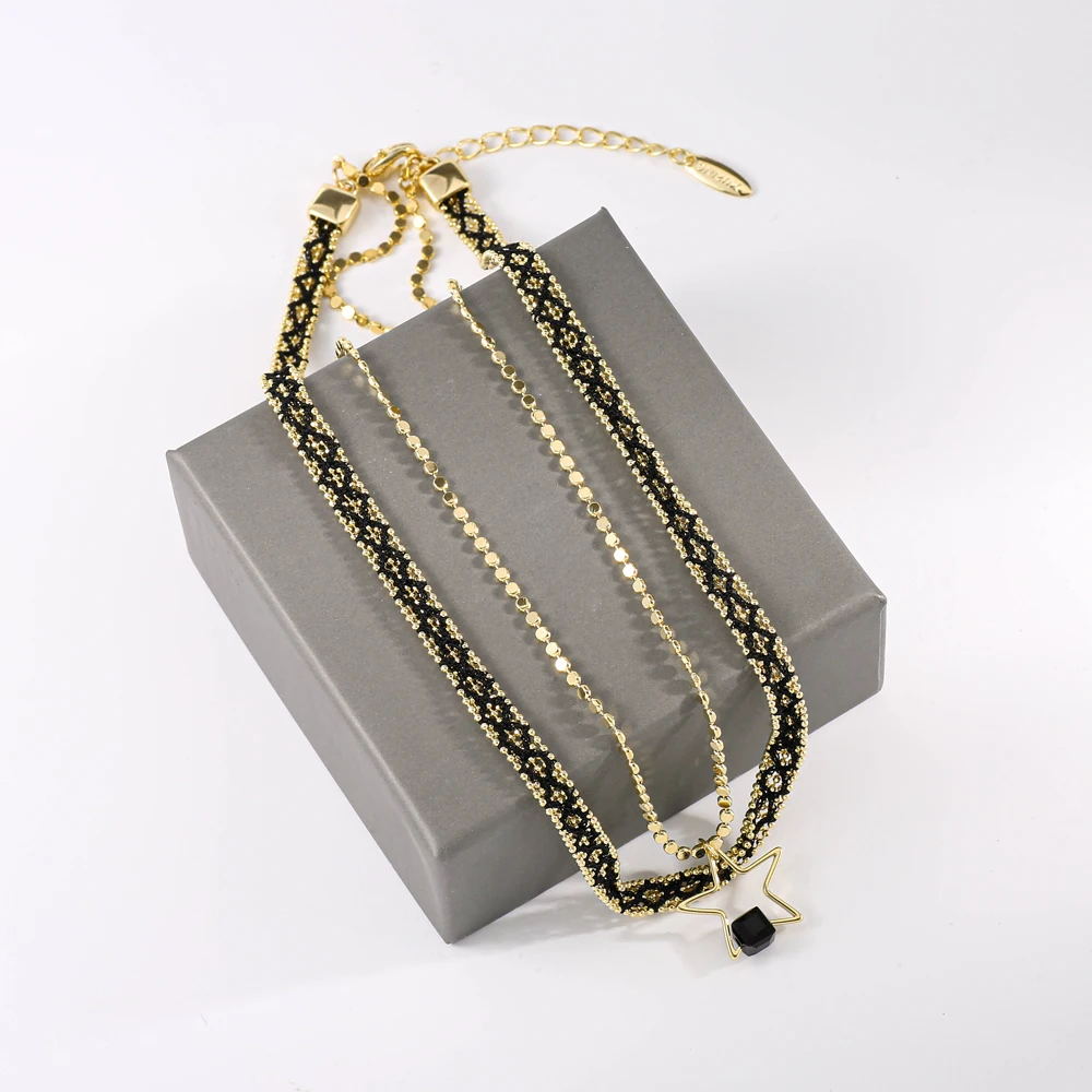 

New Trendy Multi Layer Beads Chain Star Pendant Necklace Choker For Women 2022 Fashion Punk Style Party Jewelry Accessories Gift