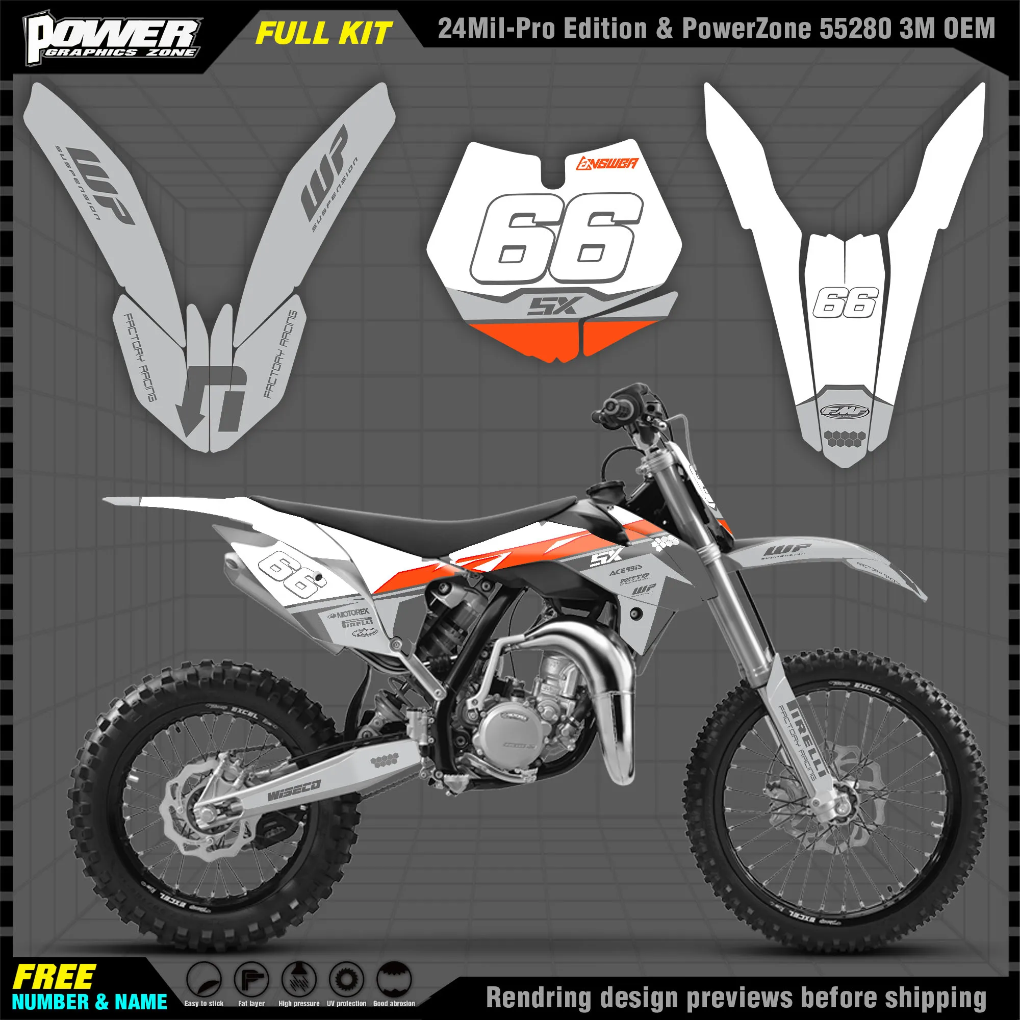

Персонализированные графические фоны PowerZone Team, наклейки 3M, Набор наклеек для KTM 13-14 15-17 SX85 мотоцикла 003