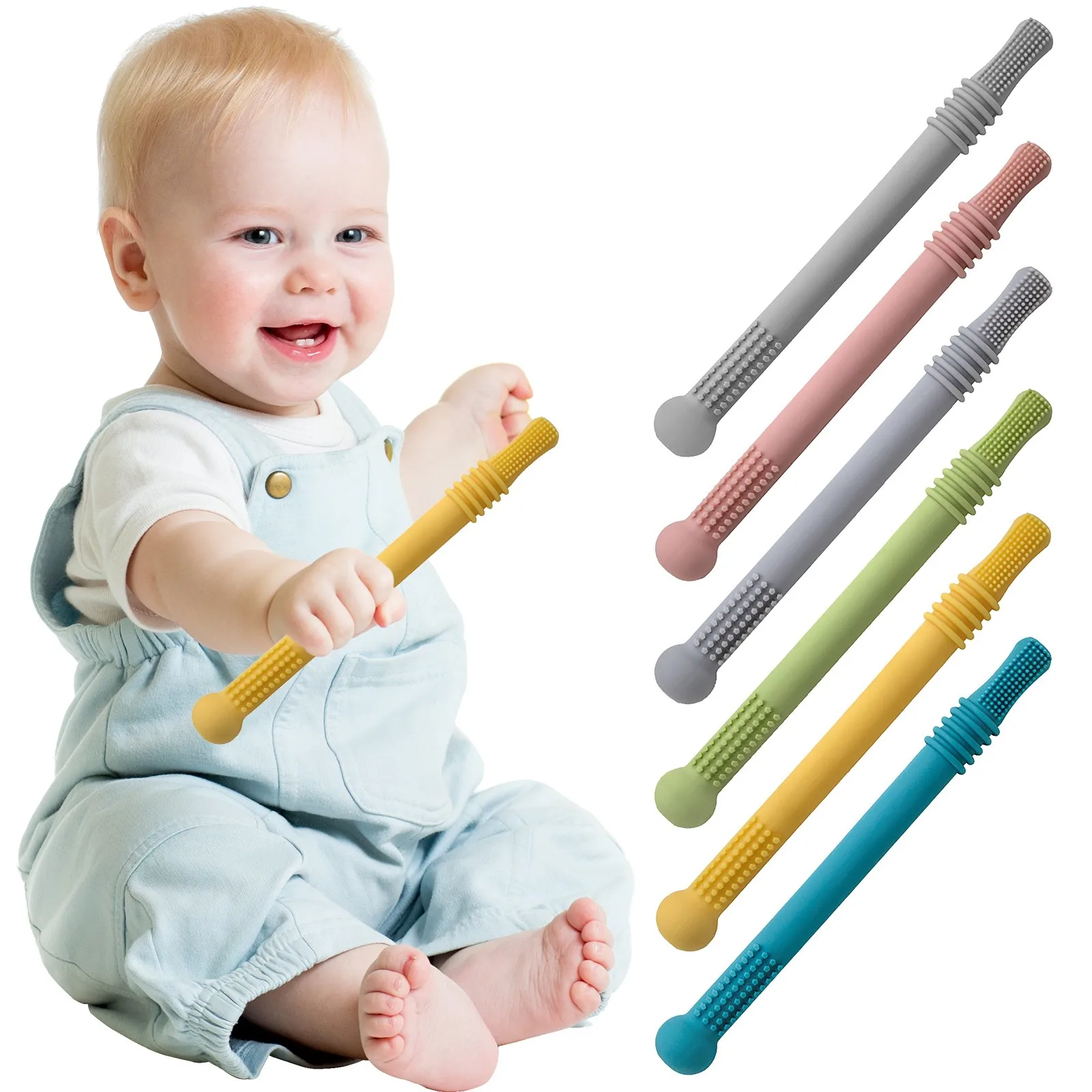 

Силиконовая молярная соломинка, жевательная безопасная игрушка, детские игрушки для прорезывания зубов без бисфенола
