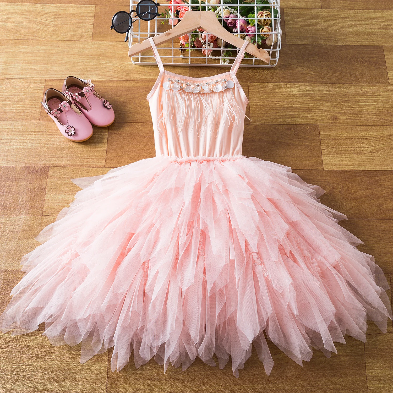 

Кружевное платье для маленьких девочек на лето, платья для свадьбы, подружки невесты, дня рождения, элегантное многослойное платье-пачка с ц...