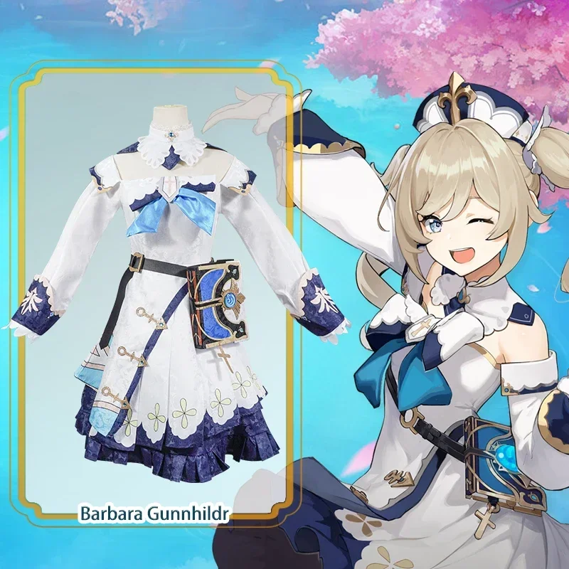 Барбара Костюм для косплея Барбары Genshin impactImpact взрослых Карнавальная форма парик