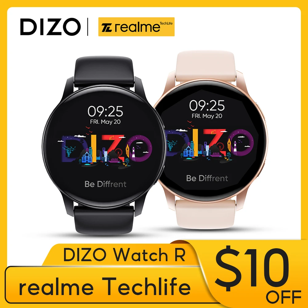 realme Techlife DIZO Watch R Smart Watch 360*360 AMOLED Display Waterproof Fitness Tracker Sport Smartwatch Women Men