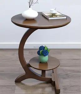 Solid Wood End Table Small Coffee Table Living Room Sofa side Table Removable Round Table Bedside Table with Storage Space