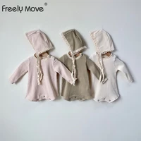 freely move 2022 toddler baby girls cotton bodysuit autumn infant jumpsuit knitwear outfits newborn baby sweater and baby hat