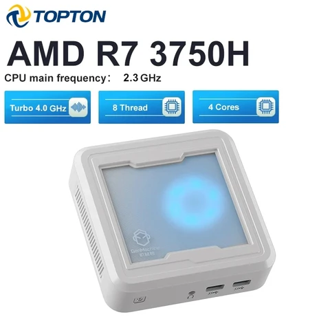Дешевый игровой мини-ПК Topton AMD Ryzen 7 3750H 5 3550H, компьютер без платы управления Windows 11 2xDDR4 NVMe, мини-ПК, двойной 4K UHD HTPC Wi-Fi