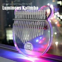 transparent and luminous led light source light 17 keys kalimba mini hand instrument thumb piano birthday christmas gift for kid