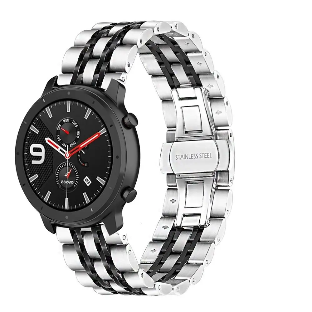 Metal Wrist Strap for Xiaomi Huami Amazfit GTR 47mm 42mm Stainless Steel Bracelet for Amazfit Bip lite/Stratos 2 2S / Pace Band