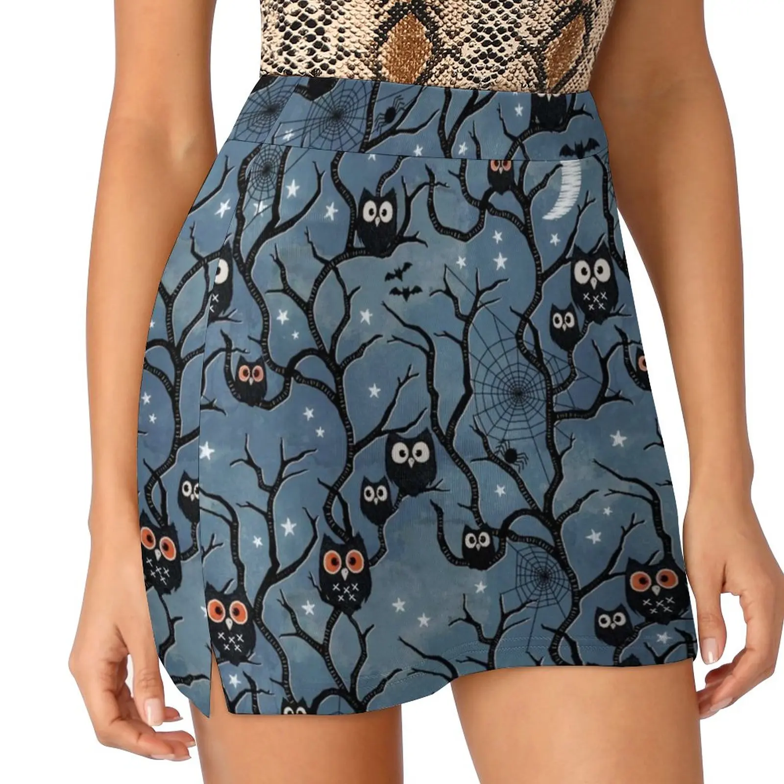 Женская юбка Spooky Woods Owls Спортивная юбка-юбка с карманом Модная в корейском стиле