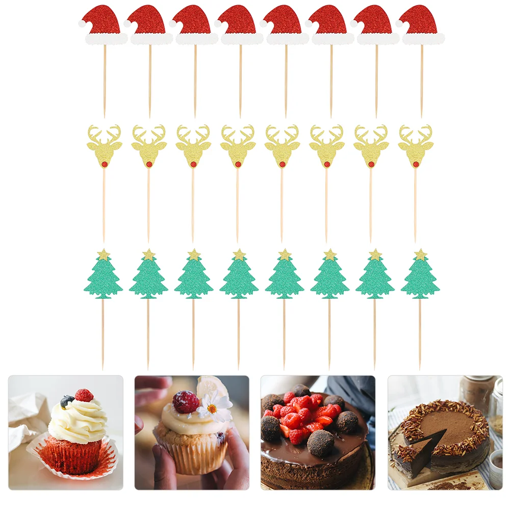 

Cake Picks Christmas Dessert Party Cupcake Wedding Toppers Pick Supplies Holiday Topper Decorations