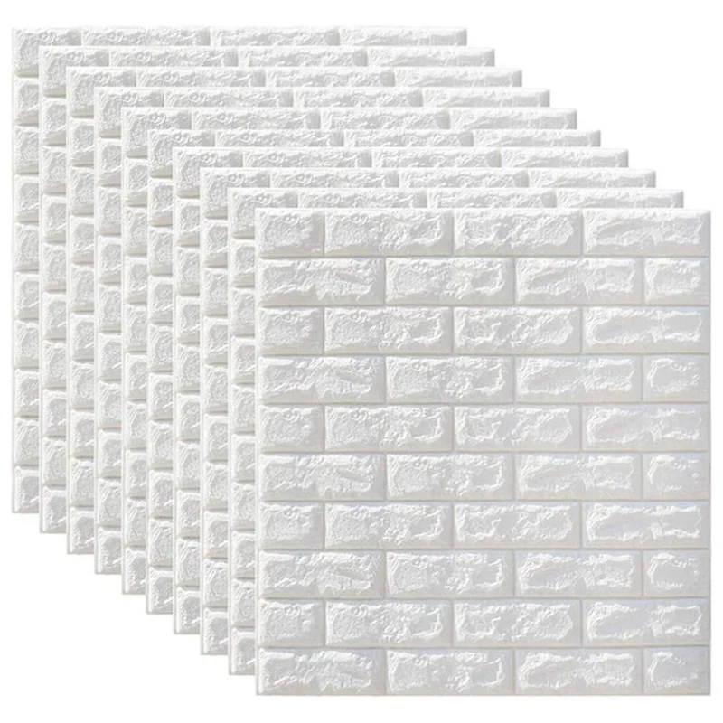 

10PCS 70X77cm White Brick Wallpaper, Wall Panel 3D Brick XPE Foam DIY Wall Stickers Self Adhesive Wallpaper