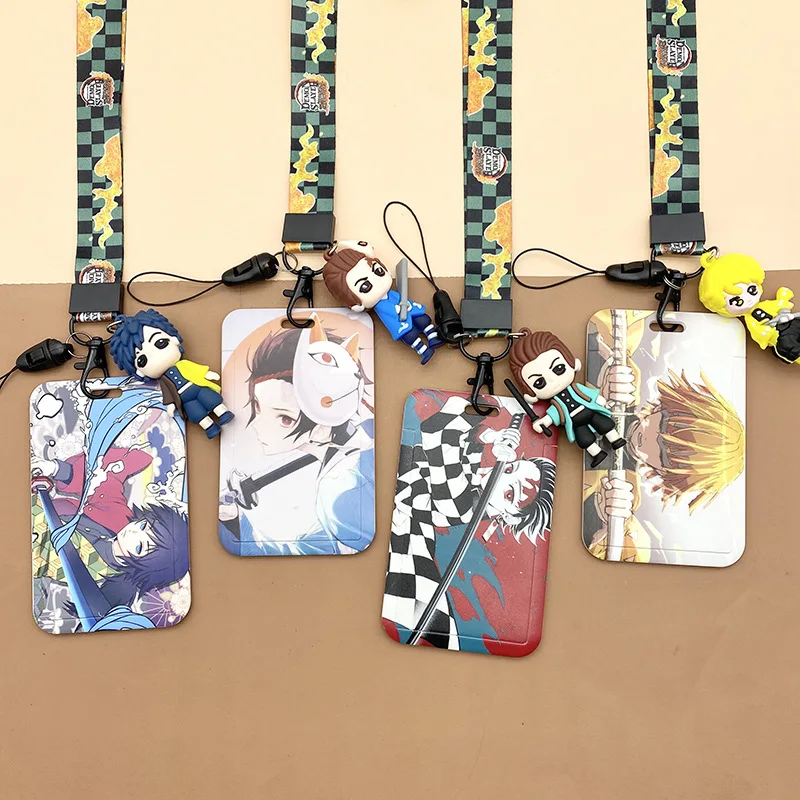

Demon Slayer Card Cover Kamado Tanjirou Kochou Shinobu bus card meal card set work certificate doll key chain protective sleeve