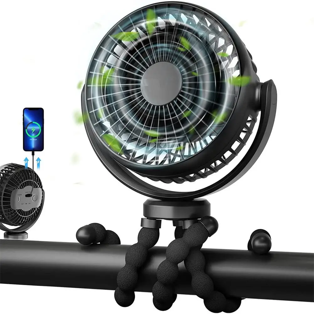 

5200mAh Fan for Cart Handheld Rechargeable Fan Octopus Stroller Fan Clip on for Baby Tripod Mini Electric Fan for Baby Crib