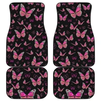 pink butterflies car floor mats front and back set of 4 black