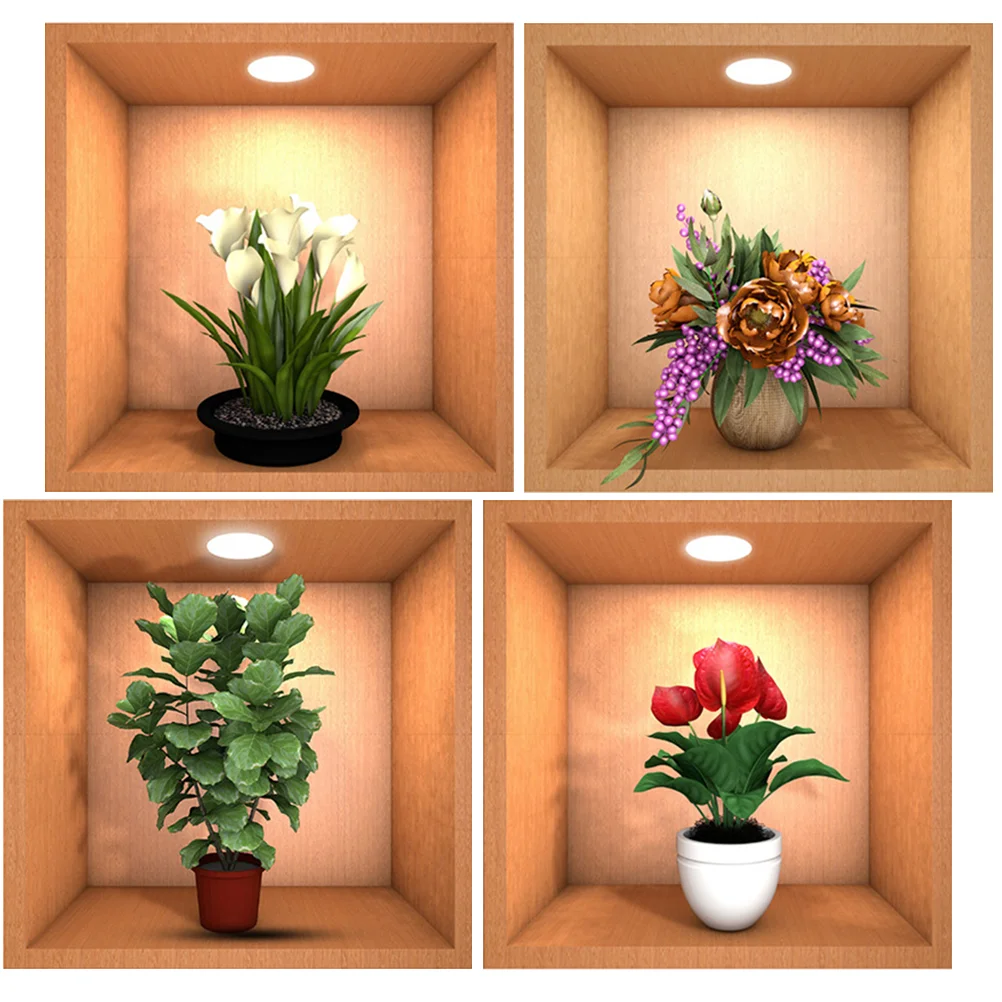 

Wall Sticker Decal Stickers Bonsai Pot Flower Decor Room Western Creative Mural Printed Home Floral Self Adhesive Decorative