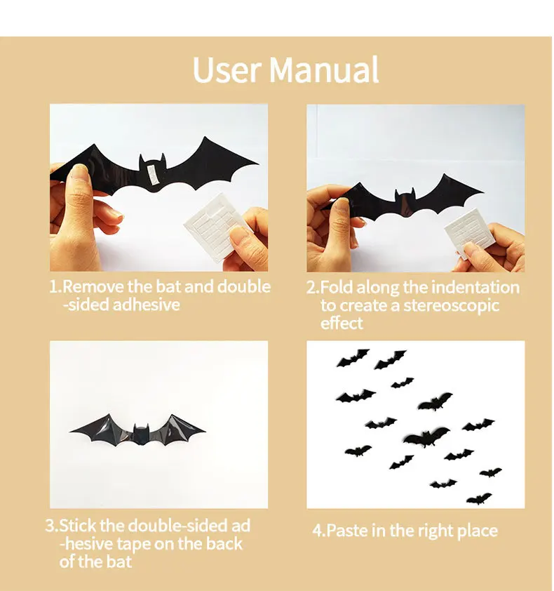 12 шт. наклейки на стену летучая мышь