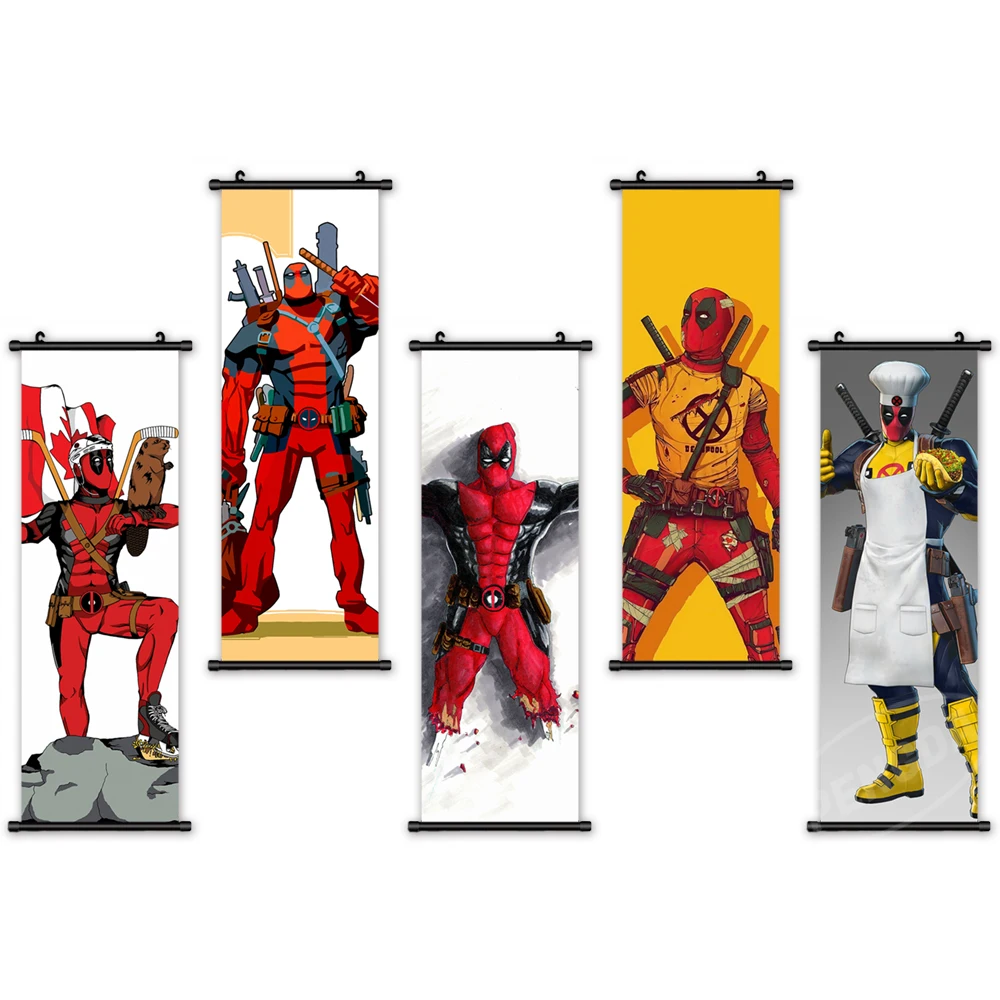 

Marvel Printed Canvas Deadpool Poster The Avengers Home Decoration Mural Wall Artwork Picture Plastic Scroll Hanging Painting