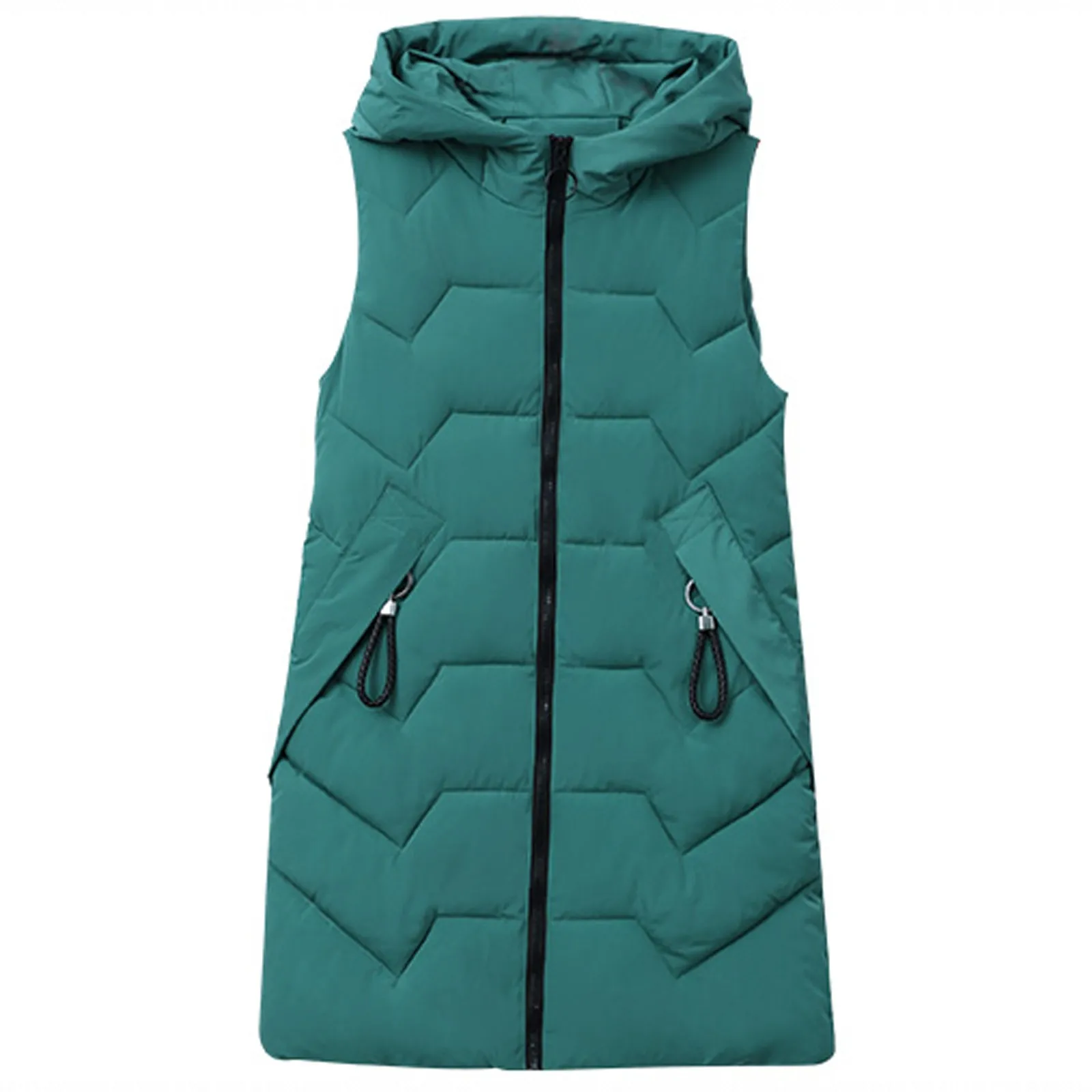 Winter Long Vest Women's Autumn Hooded Padded Fashion Designer Ladies Casual Sleeveless Jacket Warm Quilted Parkas for Female