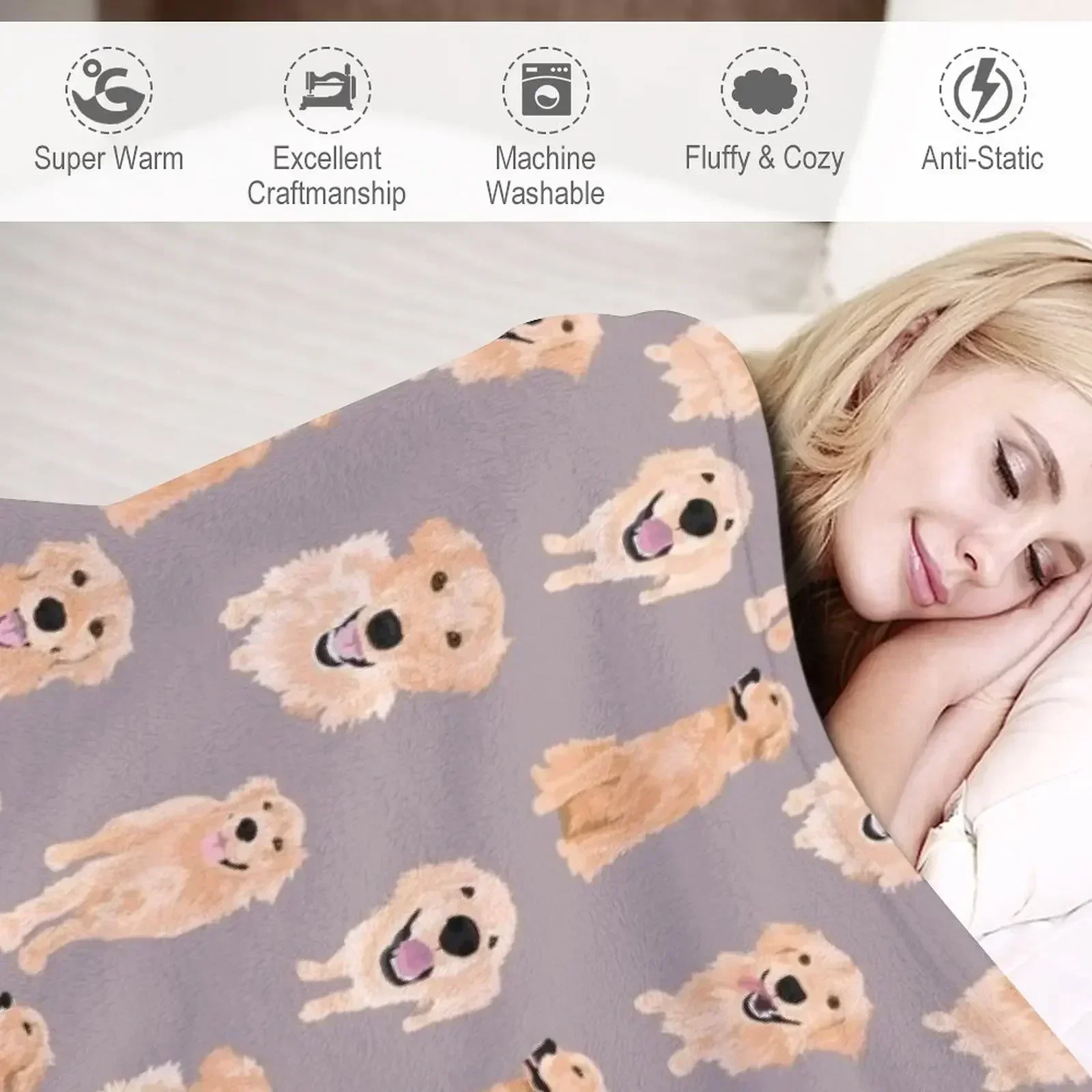 Одеяло с золотистым ретривером рождественское украшение мягкие теплые зимние