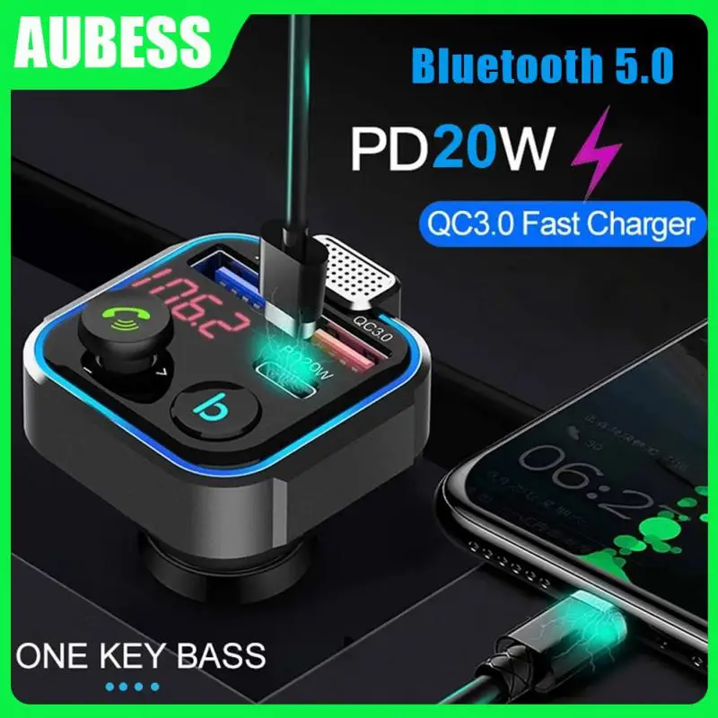 

Support U Disk Fm Transmitter Qc3.0 Fast Usb Charger Mp3 Player Durable Car Adapter Universal Car Accessories Pd 20w