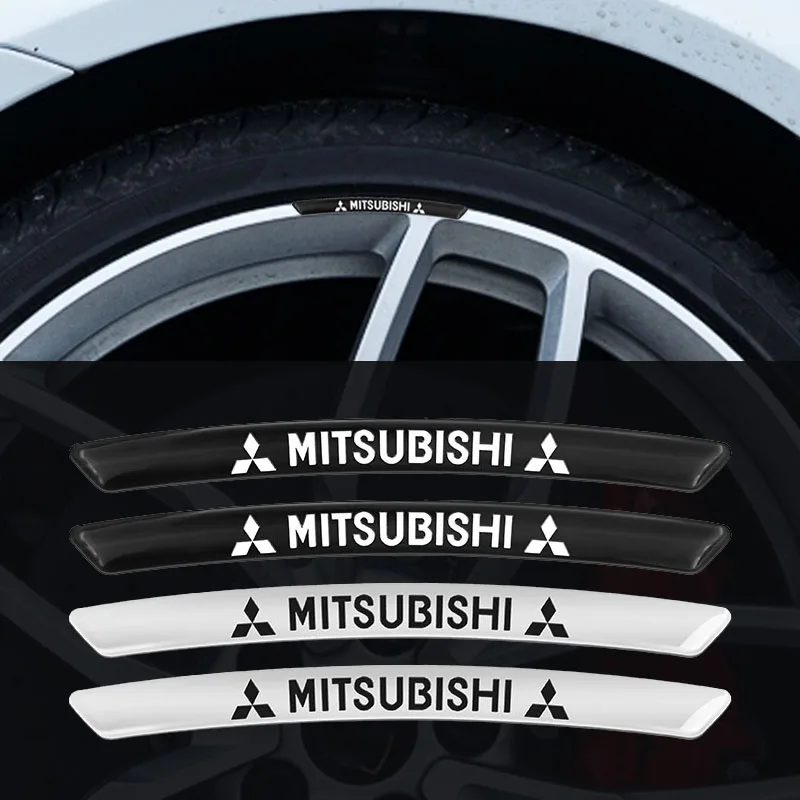 

4pcs Car Metal Wheel Tire Stickers Decals Decored Sticker For Mitsubishi Lancer 9 l200 ASX Outlander 3 XL Pajero ralliart Galant