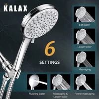 6 modes 6 functions handheld high pressure shower head abs adjustable water saving pressurized spray nozzle bathroom supplies