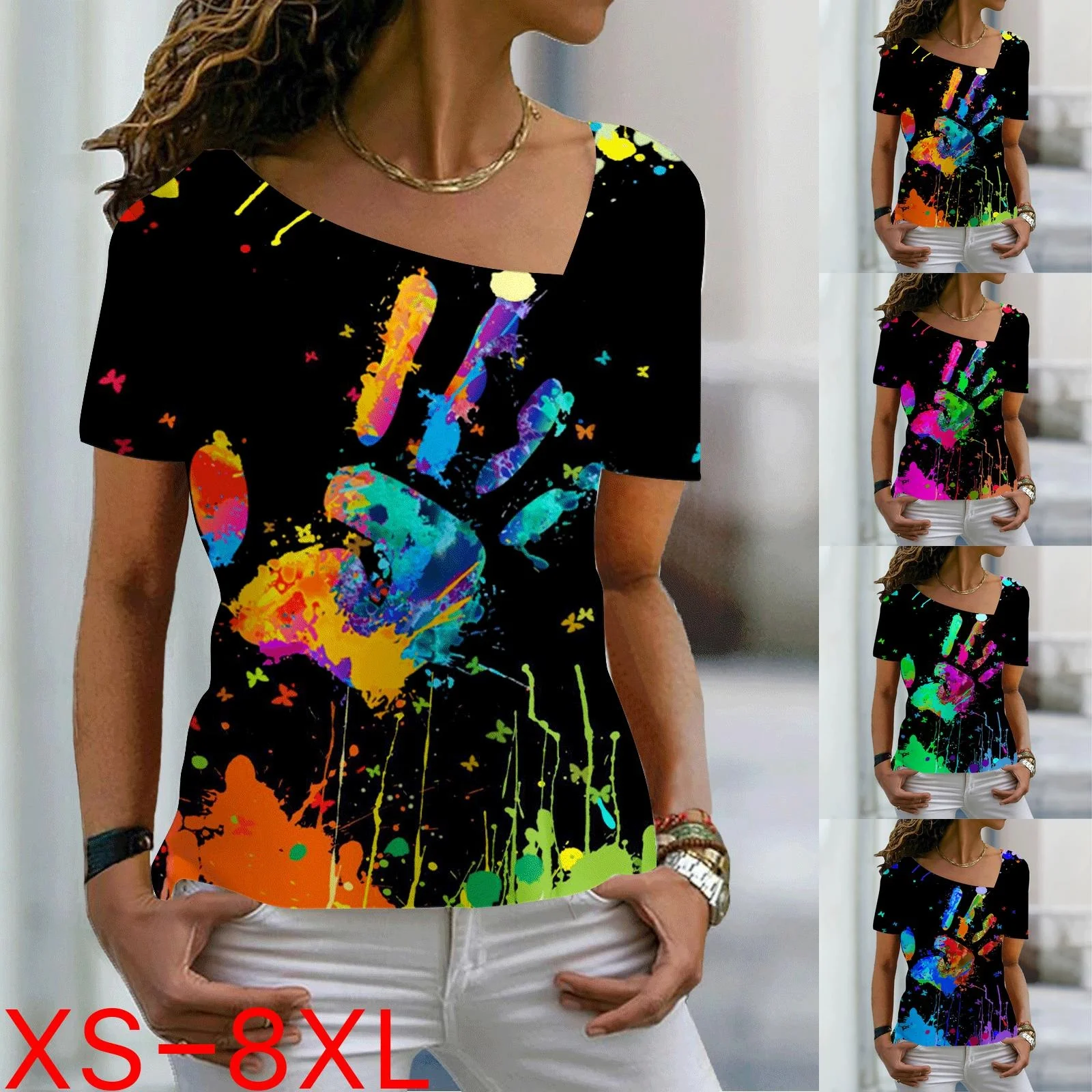 

Women's 2023 Fashion Sexy Casual Summer 3d Print Fashion All-match Comfortable V-neck Top T-shirt