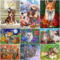 5d diy diamond painting cat dog rabbit squirrel fox diamond embroidery mosaic art animal cross stitch kits home decoration gift
