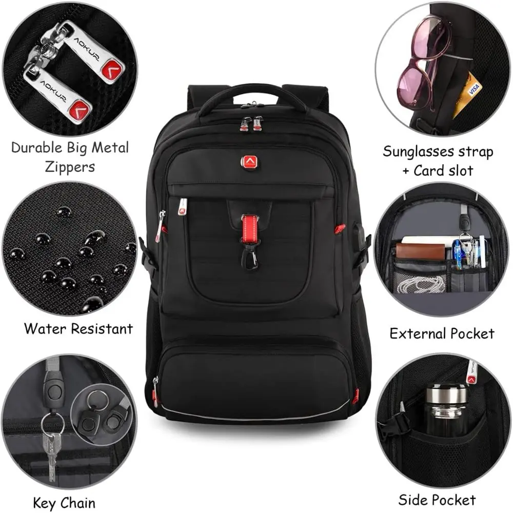 17 Inch Travel Laptop Backpack for Men Women,  Extra Larger 50L Business Backpack with USB Charging Port, Carry on College Schoo