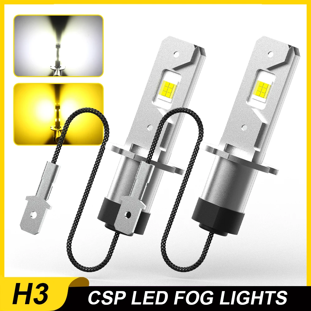 

BMTxms 2Pcs H3 LED Car Headlight Fog Light Bulb Fanless Daytime Running Light No Polar H3 Car Driving Lamp Super Bright DRL 12V