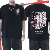 anime attack on titan t shirt men cotton ackerman mikasa eren jaeger cherry blossom graphics logo clothes tops tees oversized