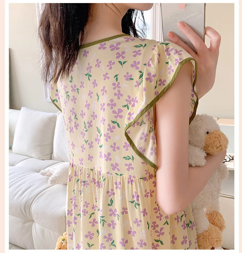 Round-neck Sleeveless Casual Night Wears For Women Attractive Nightwear Summer Pajamas Loungewear Homewear Big Size Clothing