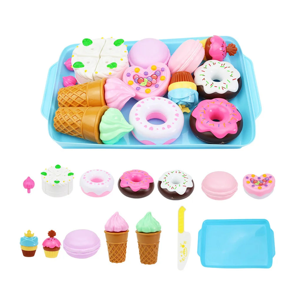 

Set Play Toy Toystea Pretend Girls Kids Desserts Little Fake Party Ice Cutting Cream Cupcake Donuts