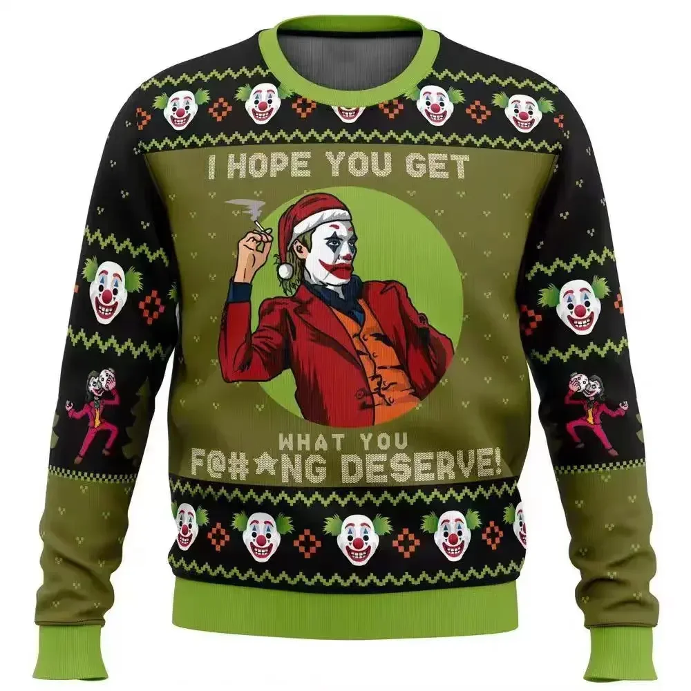 2025 New Christmas Joker 3D Printed Ugly Hoodie Fashion Men's Women's Sweater Pullover Elegant and Exquisite