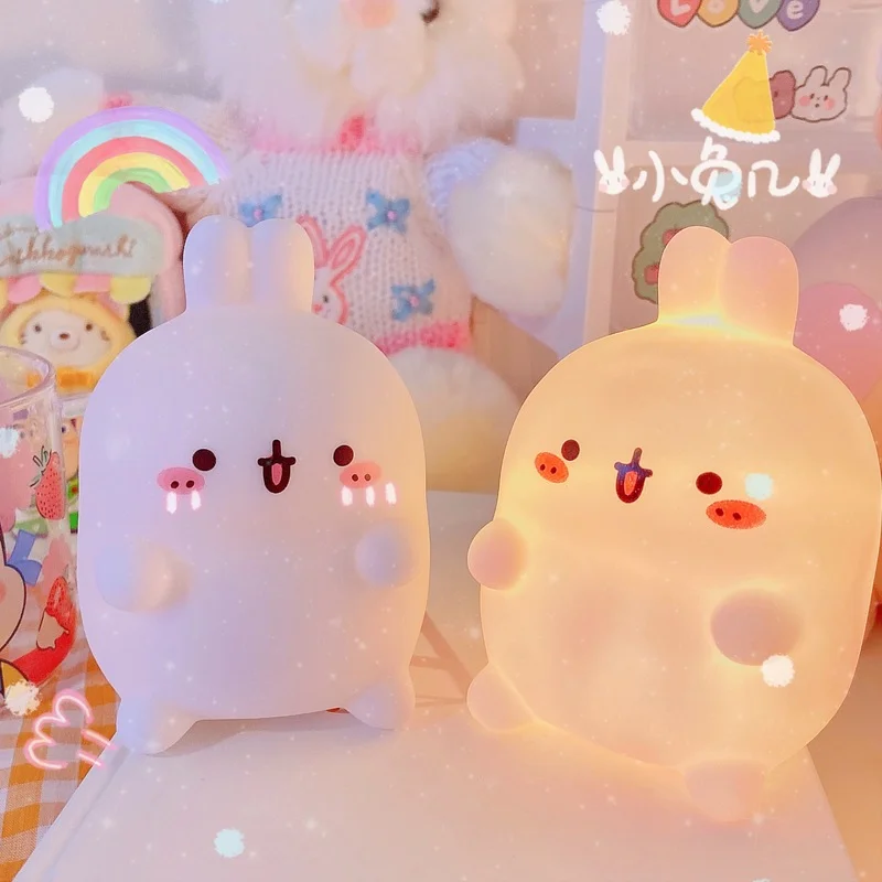 

Cartoon Rabbit Silicone Lamp Cute Small Night Light LED Color Light Colorful Lamp Portable Bedroom Lamp Home Lighting 2022