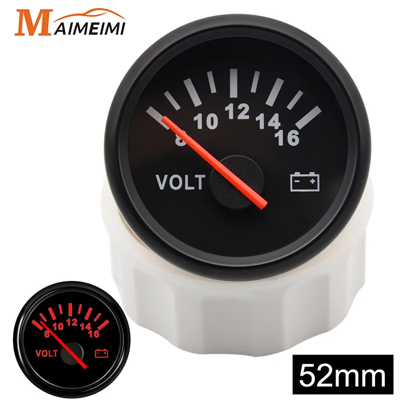 

52mm Volt Meter Marine Auto Voltmeter 8-16V 16-32V Waterproof Gauge Universal For Motorcycle Car Boat Marine With Red Backlight