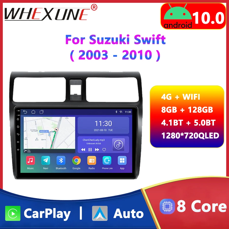 

4G Car Radio Multimedia Video Player GPS Navigator Android 10 Auto Stereo Carplay Head Unit For Suzuki Swift 2003 2004 2005-2010