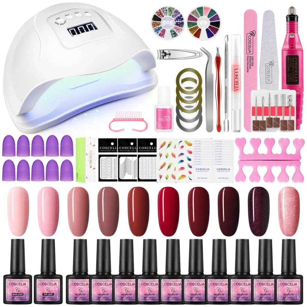 

Инструменты для маникюра COSCELIA, 8 мл, светодиодсветодиодный УФ-лампа, набор для ногтей, набор для маникюра, набор для дизайна ногтей, Гель-лак