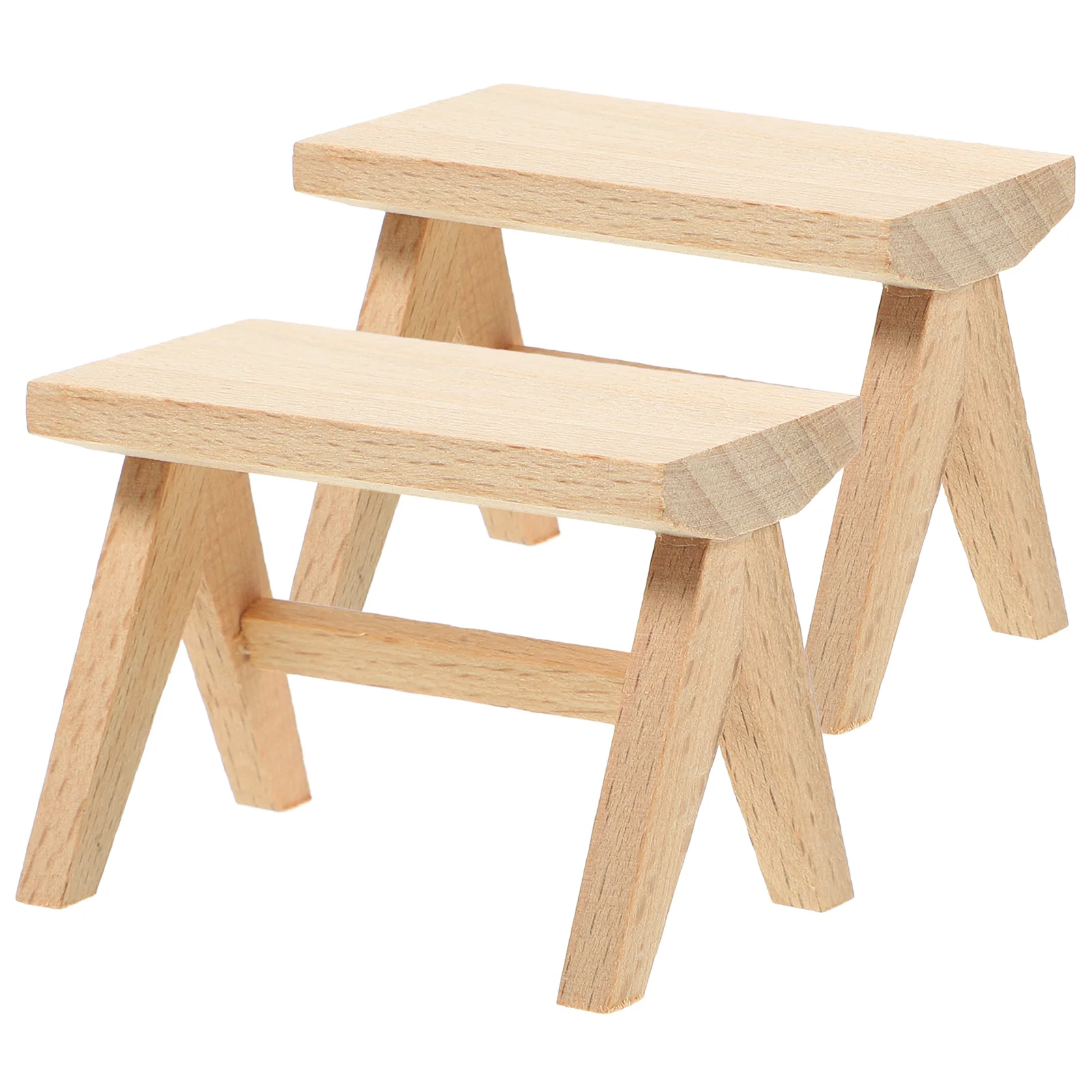 

2pcs Miniature Stool Model House Mini Stool Decor Mini House Furniture Wooden Mini Stool