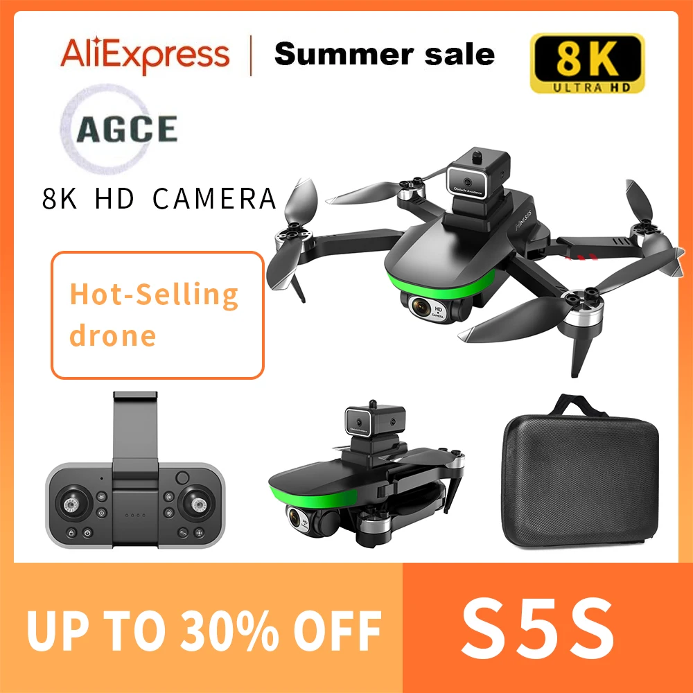 

AGCE New S5S Mini Drone 8K Profesional 4K HD Dual Camera Obstacle Avoidance Aerial Photography Brushless Foldable Quadcopter 3km