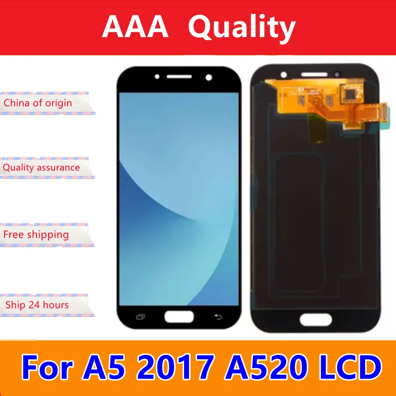 Протестировано 5 2 дюйма ЖК-дисплей Super AMOLED для SAMSUNG Galaxy A5 2017 A520 A520F SM-A520F с цифровым