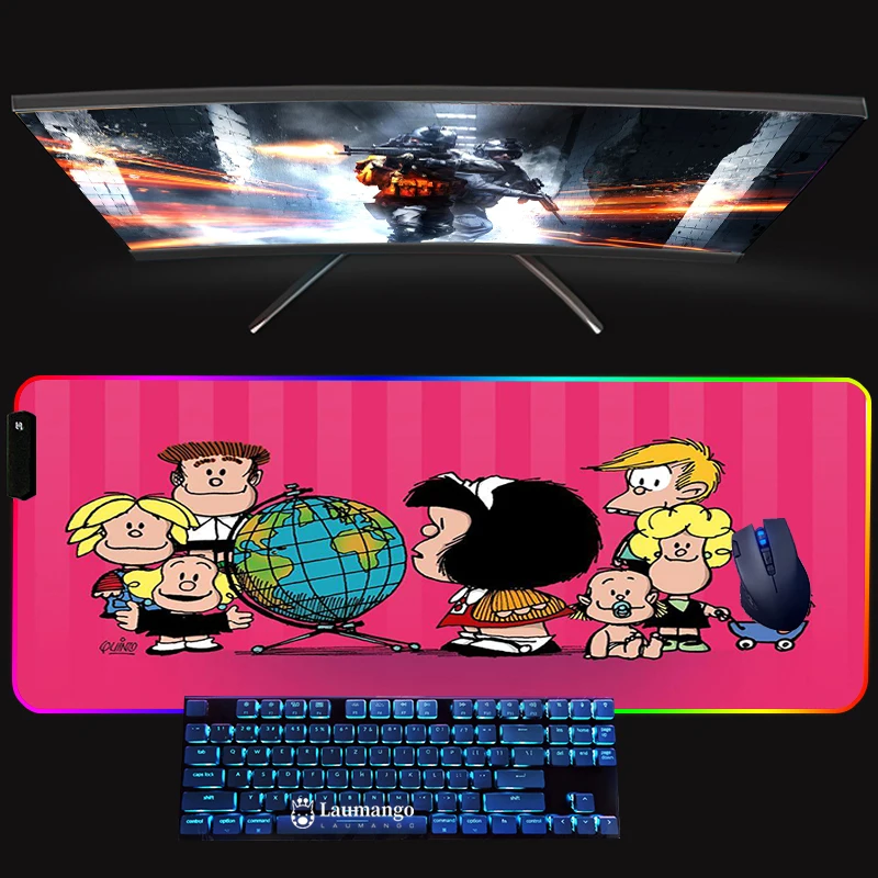 Коврик для клавиатуры Mafalda игровой коврик ноутбука с подсветкой 90x30 светодиодов
