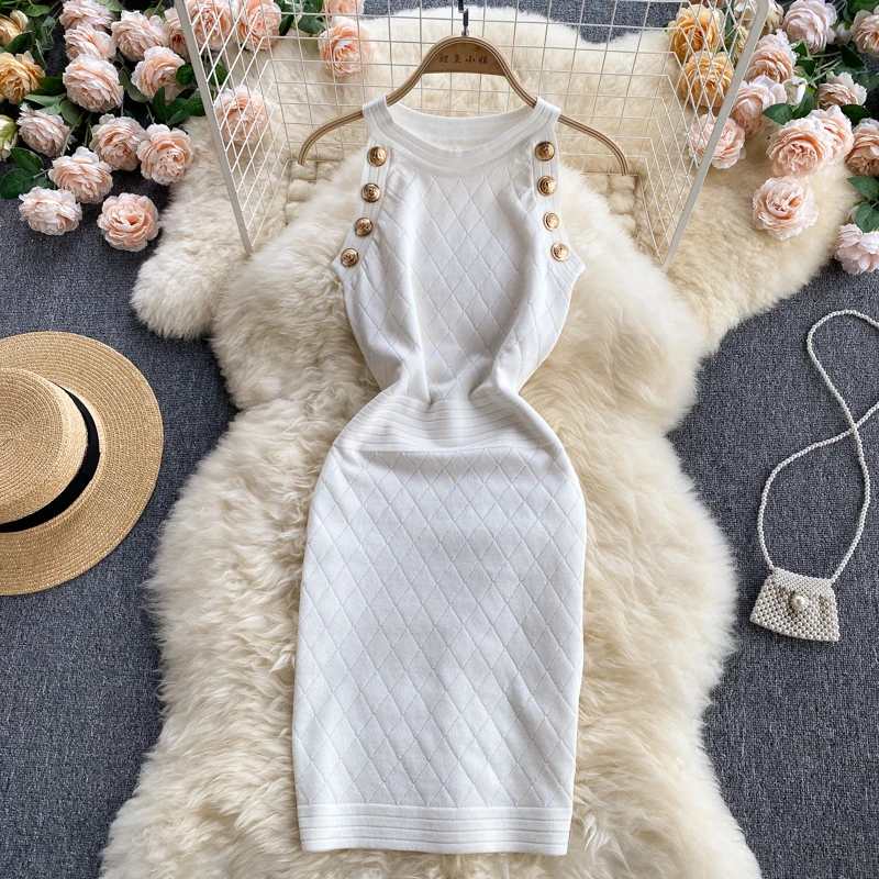 

2022 New summer dress for women in Europe and America sexy waist and buttock elastic knit skirt covering the buttock