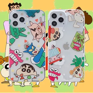 Christmas Snowing Crayon Shin-chan Fresh BANDAI Anime Case for iPhone 11 12 Pro Max  XR XS 7 8 Transparent Cute Shell Wholesale