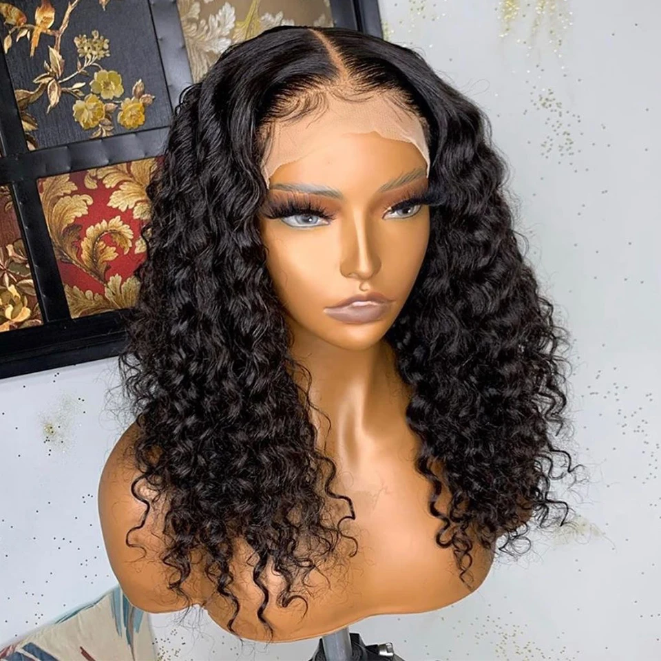 

Soft Long Natural Black Long Kinky Curly Synthetic Lace Front Wig For Women Baby Hair Glueless Pre Plucked Heat Resistant Daily
