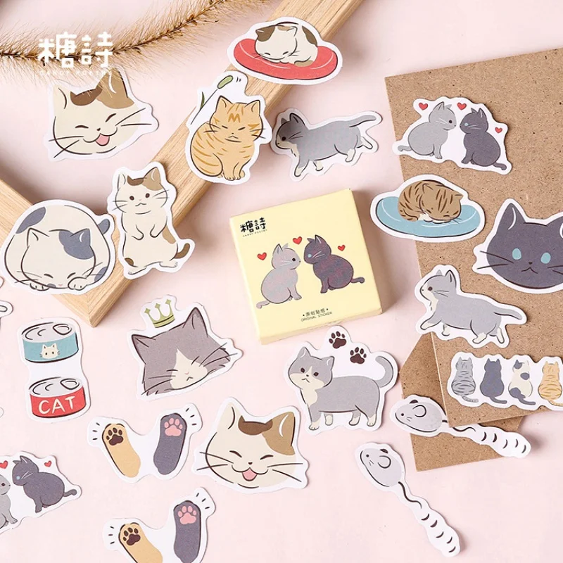 

Decor 45pcs/pack Playful Cats Cute Decorative Stickers Scrapbooking Stick Label Diary Journal Stickers Stationery Album Stickers