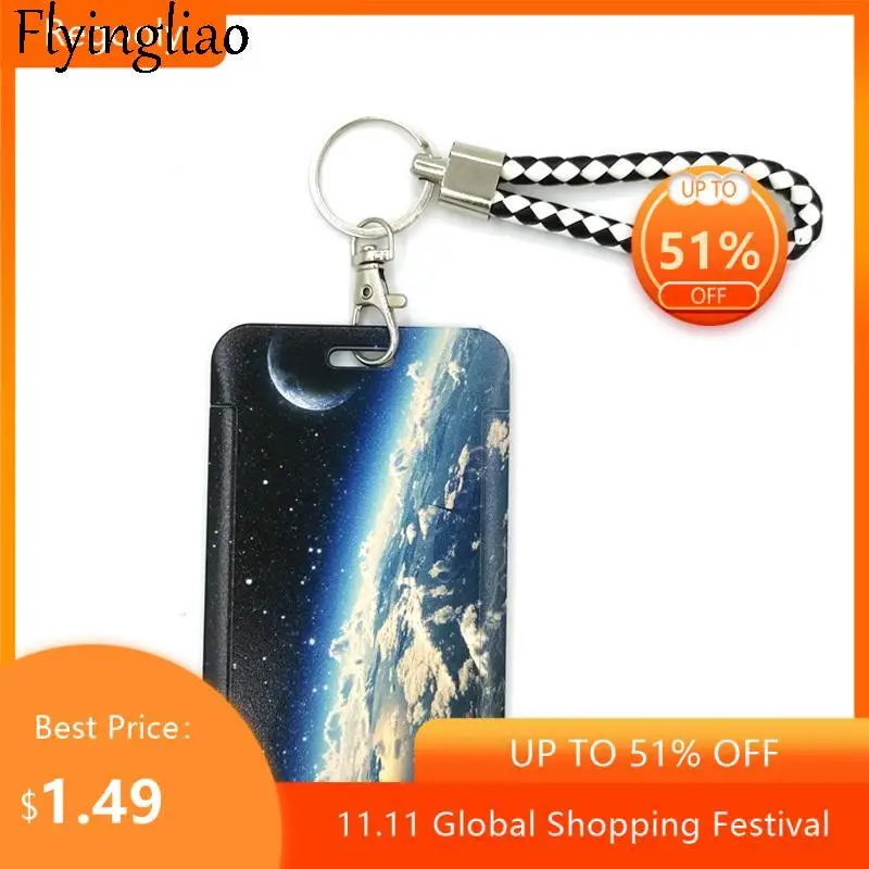 

Astronaut Universe Moon Earth Art Cartoon Anime Fashion Lanyards Bus ID Name Work Card Holder Accessories Decorations Kids Gifts