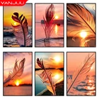 Алмазная 5D картина закат сделай сам, мозаика из страз, перо, вышивка, Настенный декор, наборы для вышивки крестиком