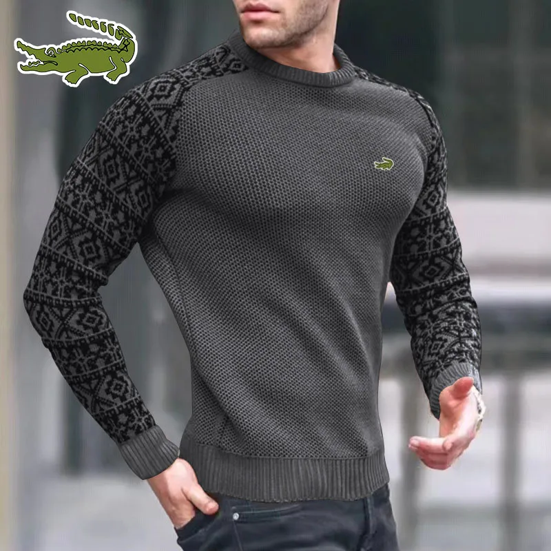 2023 New High-quality Autumn and Winter Men's Round Neck Pullover Sweater with Color Sweater Fashion Knit Sweater